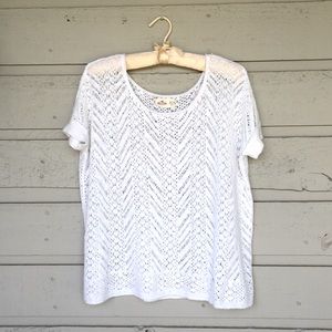 HOLLISTER VINTAGE WHITE LIGHTWEIGHT CROCHET TOP OVERSIZED LOOK